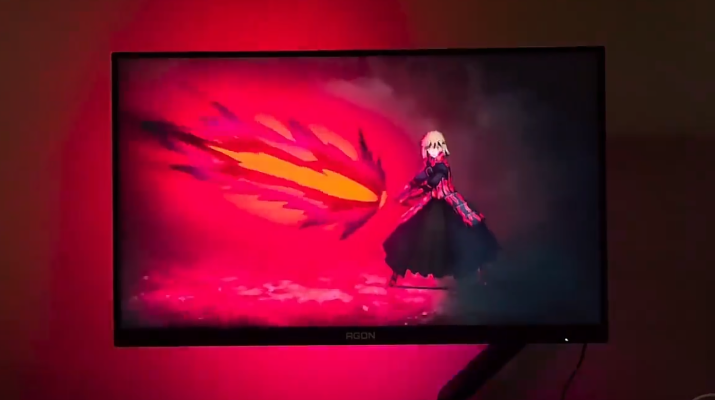 Close-up of RGB LED strip.